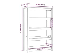 Estantería madera maciza de pino gris 80x35x126 cm