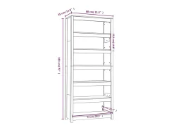 Estantería madera maciza de pino 80x35x183 cm