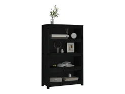 Estantería madera maciza de pino negra 80x35x126 cm