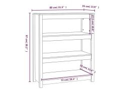 Estantería madera maciza de pino negra 80x35x97 cm
