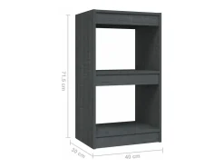Estantería madera maciza de pino gris 40x30x71,5 cm