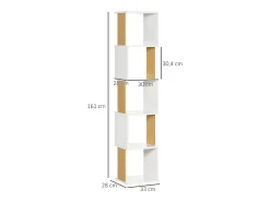 Estantería natural y blanco 33x28x161 cm HOMCOM