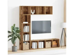 Estantería para libros 3 unidades madera vieja madera de ingeniería