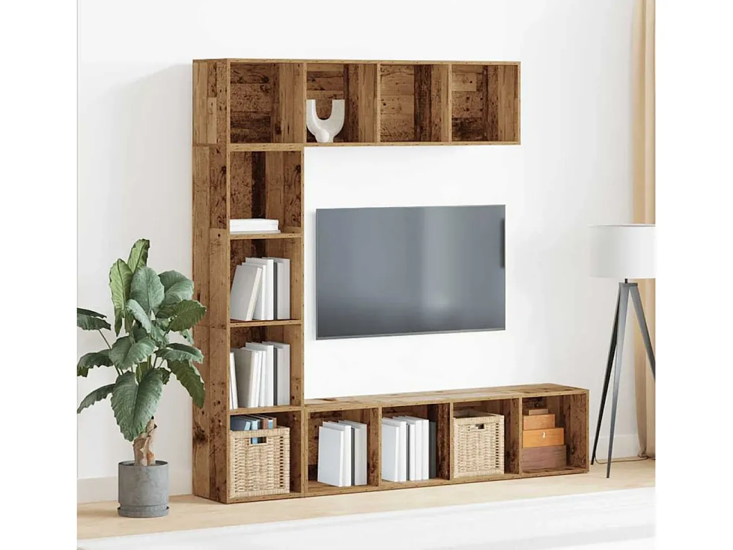 Estantería para libros 3 unidades madera vieja madera de ingeniería