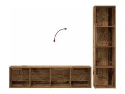 Estantería para libros 3 unidades madera vieja madera de ingeniería