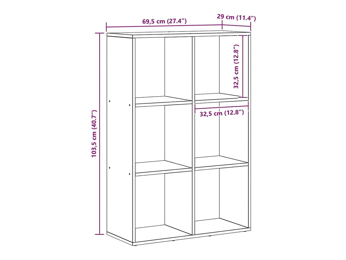 Estantería para libros Roble negro 69.5 x 29 x 103.5 cm
