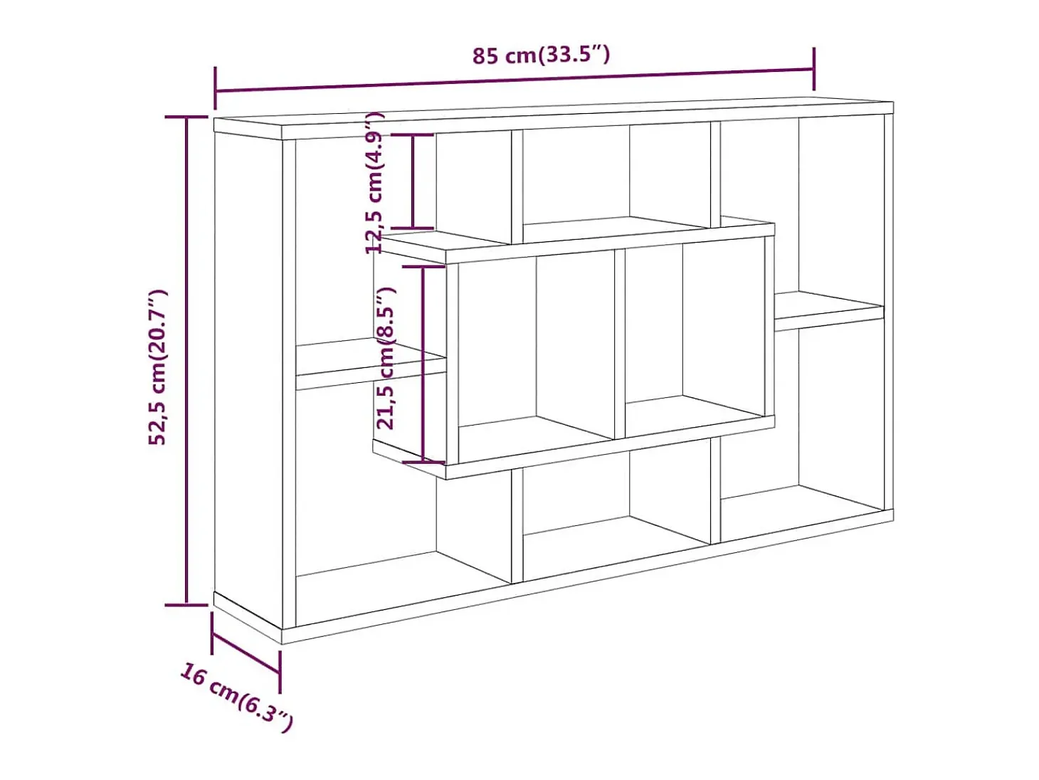 Estantería pared madera ingeniería roble Sonoma 85x16x52,5 cm
