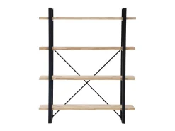 Estantería Plank 4 estantes metal roble nordish/negro 180x150x30 cm Adec