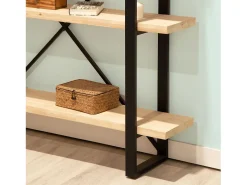 Estantería Plank 4 estantes metal roble nordish/negro 180x150x30 cm Adec