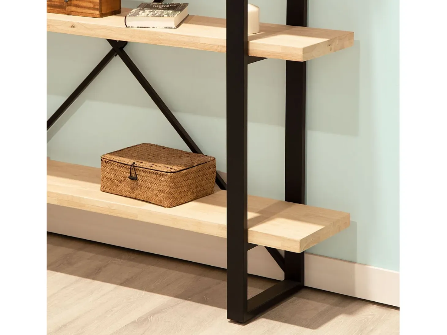 Estantería Plank 4 estantes metal roble nordish/negro 180x150x30 cm Adec