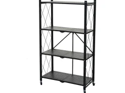 Estantería plegable MCW-J85, negro, 4 niveles