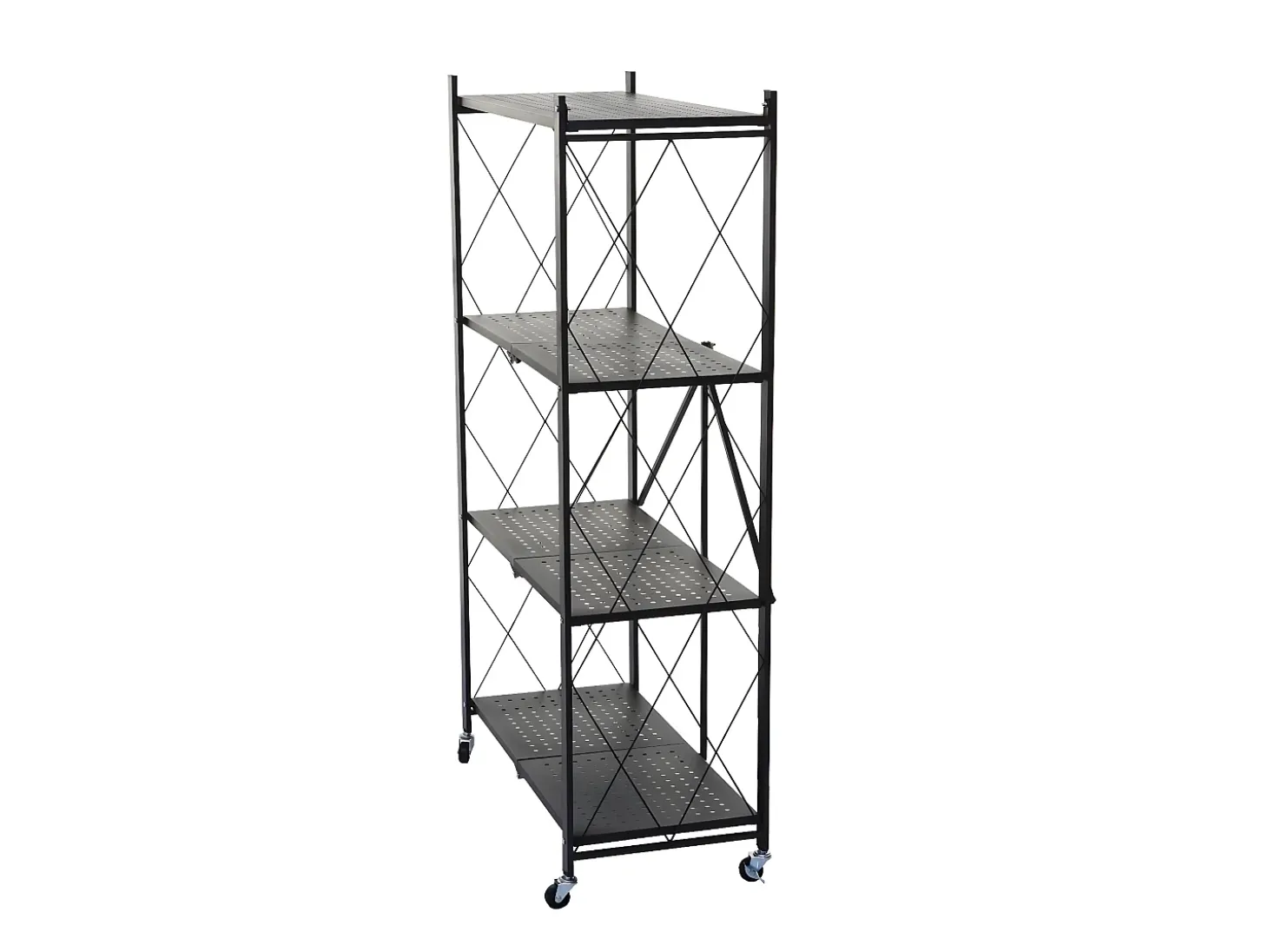 Estantería plegable MCW-J85, negro, 4 niveles