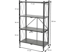 Estantería plegable MCW-J85, negro, 4 niveles