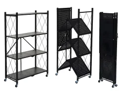 Estantería plegable MCW-J85, negro, 4 niveles