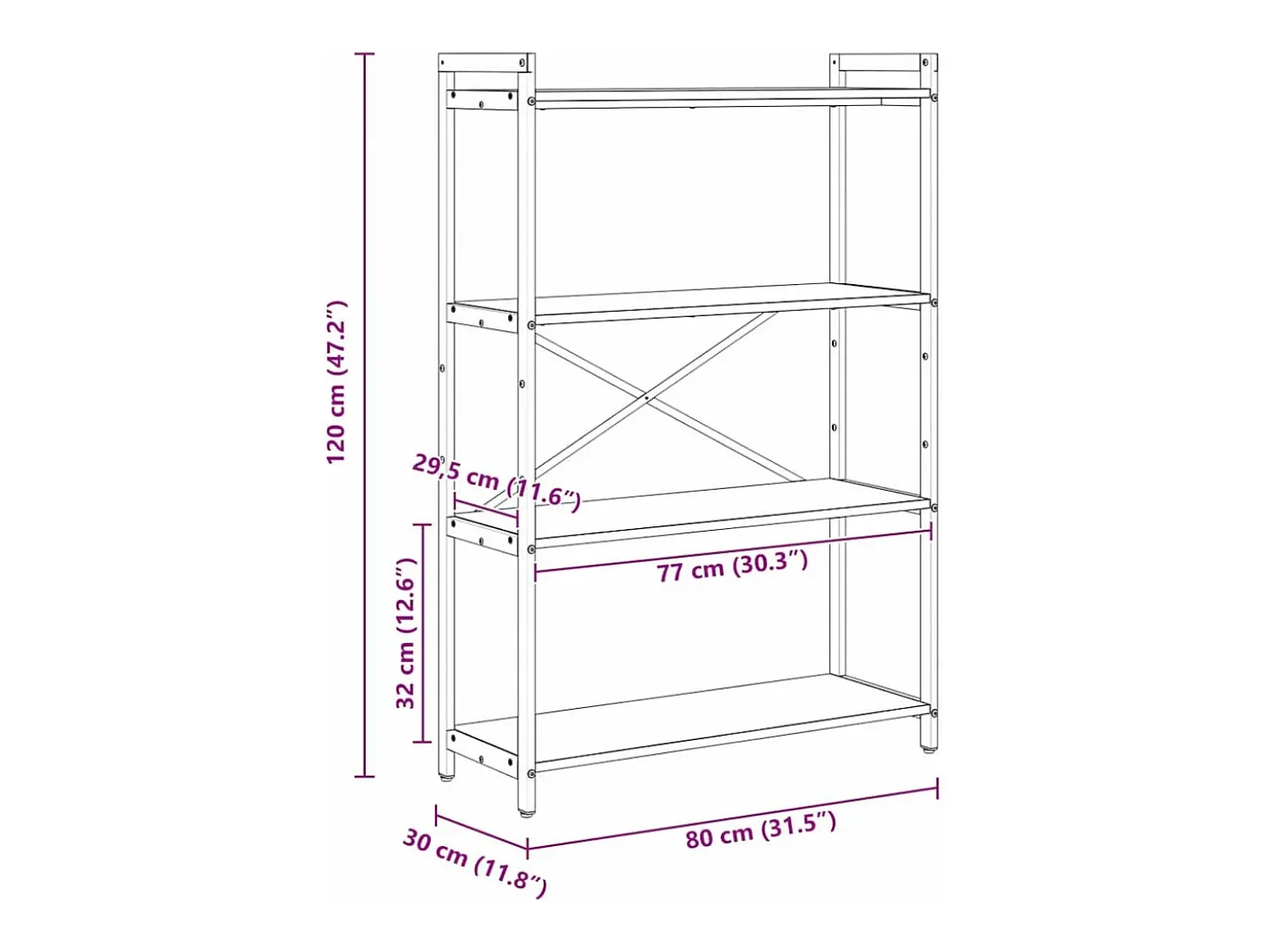 Estantería Roble negro 80 x 30 x 118 cm Madera contrachapada