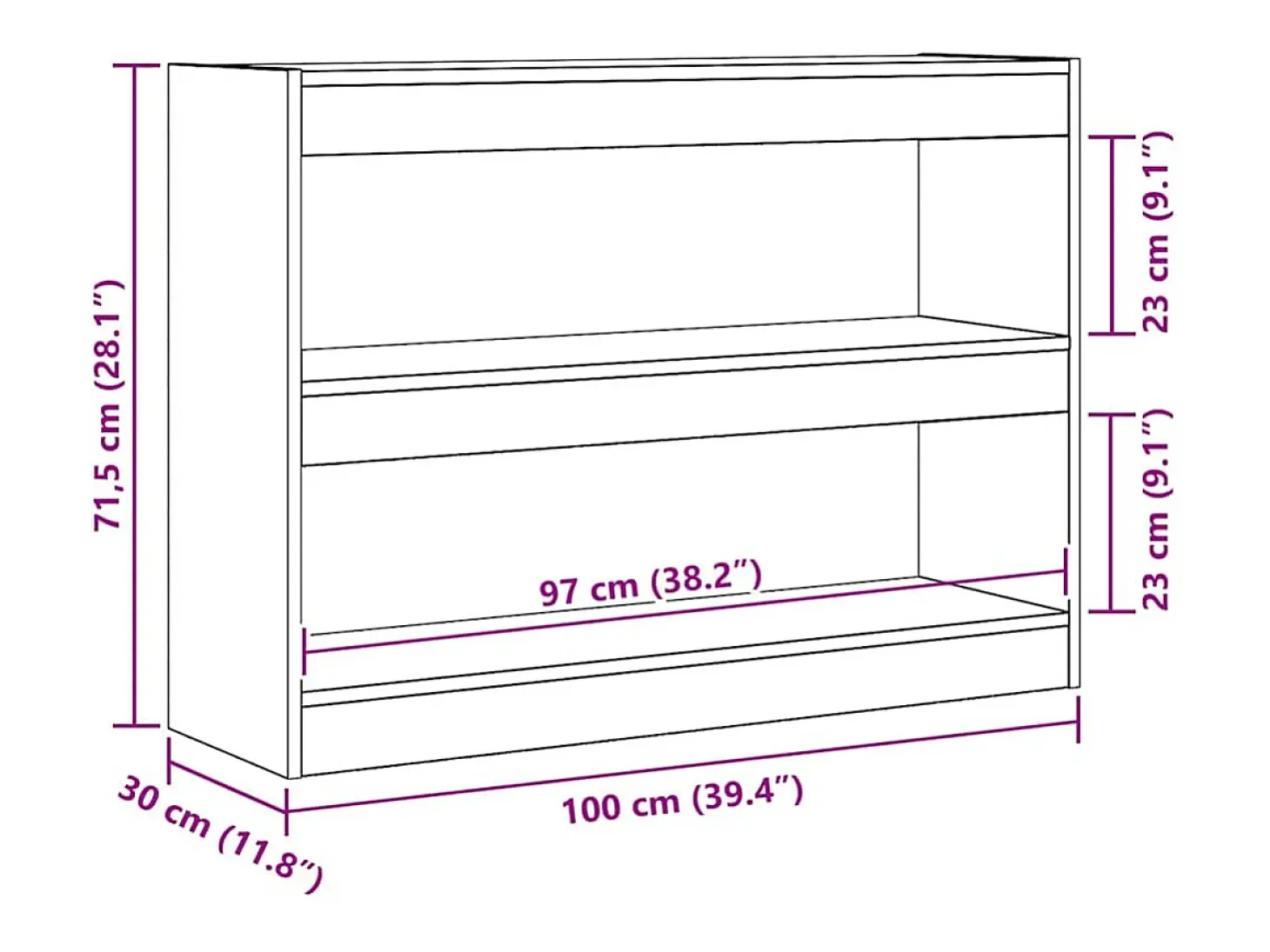 Estantería Roble negro 100 x 30 x 72 cm Madera contrachapada