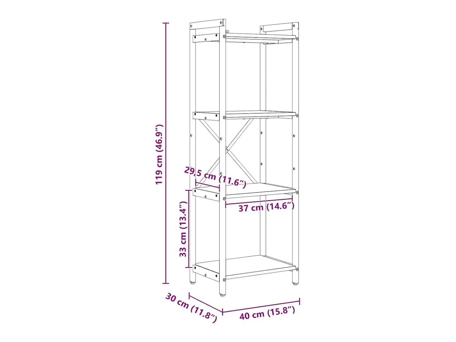 Estantería Roble Sonoma 40 x 30 x 118 cm Madera contrachapada