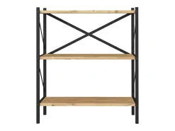 Estantería Salón Rus 3 Estantes Negro y Roble Safir 66x85x34 cm
