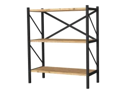 Estantería Salón Rus 3 Estantes Negro y Roble Safir 66x85x34 cm