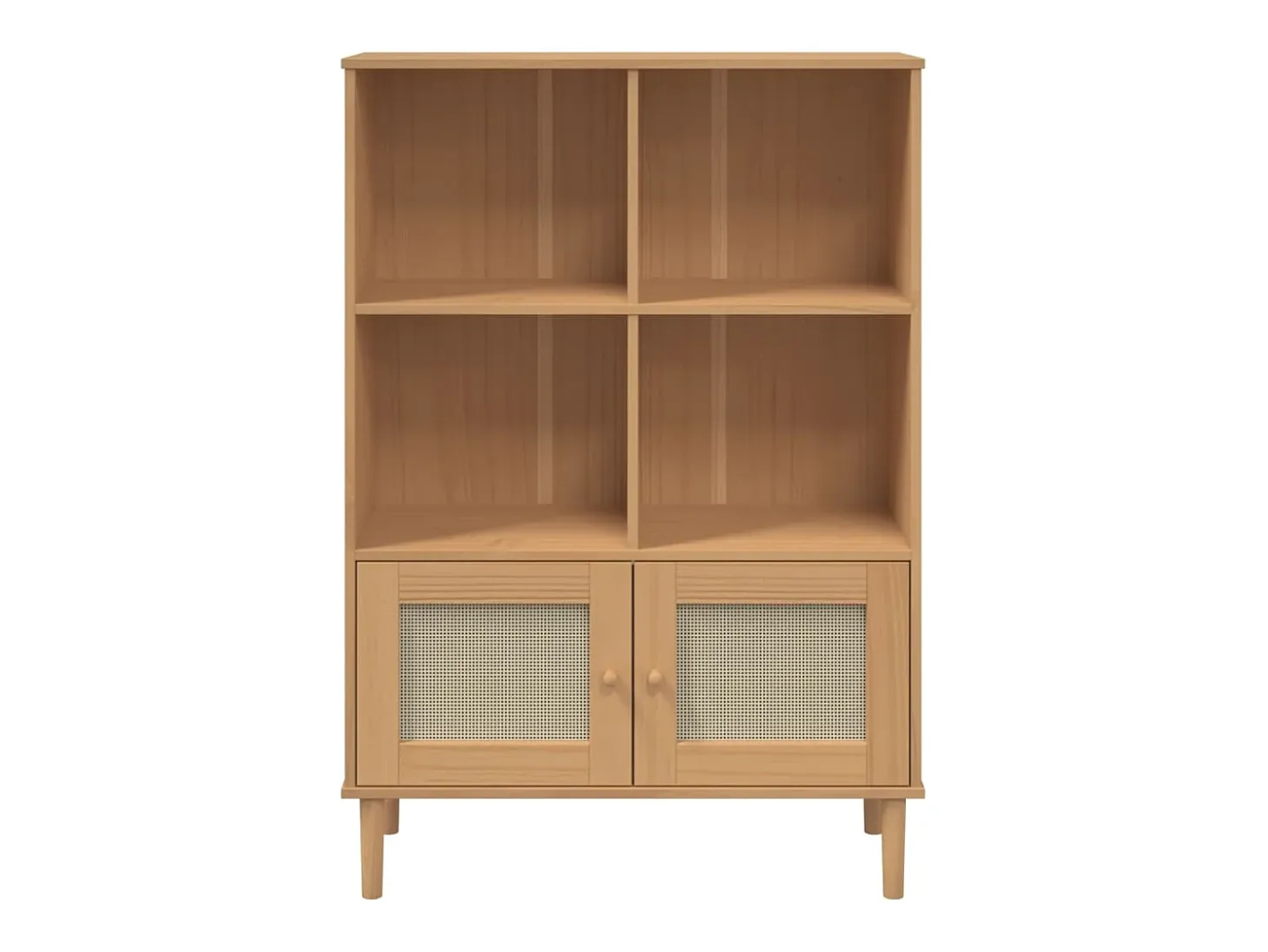 Estantería SENJA aspecto ratán madera pino marrón 90x35x130 cm