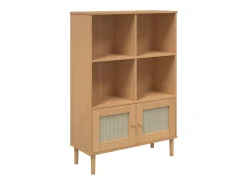 Estantería SENJA aspecto ratán madera pino marrón 90x35x130 cm