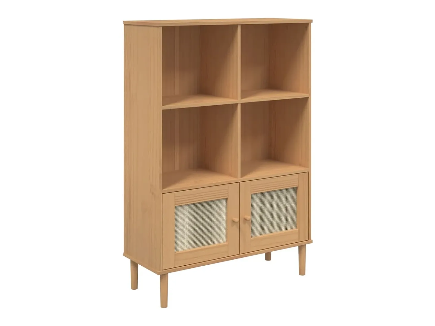 Estantería SENJA aspecto ratán madera pino marrón 90x35x130 cm