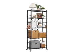 Estantería SucceBuy Plegable Móvil, 5 Niveles, Estantería Plegable con Ruedas, 71x38x163 cm, Metal Robusto, Carga Estática 340 kg Dinámica 90,7 kg