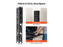 Estantería SucceBuy Plegable Móvil, 5 Niveles, Estantería Plegable con Ruedas, 71x38x163 cm, Metal Robusto, Carga Estática 340 kg Dinámica 90,7 kg