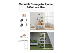 Estantería SucceBuy Plegable Móvil, 5 Niveles, Estantería Plegable con Ruedas, 81x36x183 cm, Metal Robusto, Carga Estática 340 kg Dinámica 90,7 kg
