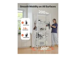 Estantería SucceBuy Plegable Móvil, 5 Niveles, Estantería Plegable con Ruedas, 81x36x183 cm, Metal Robusto, Carga Estática 340 kg Dinámica 90,7 kg