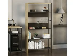 Estantería Tiran Bookcase 4 estantes roble/negro 150x76x30 cm