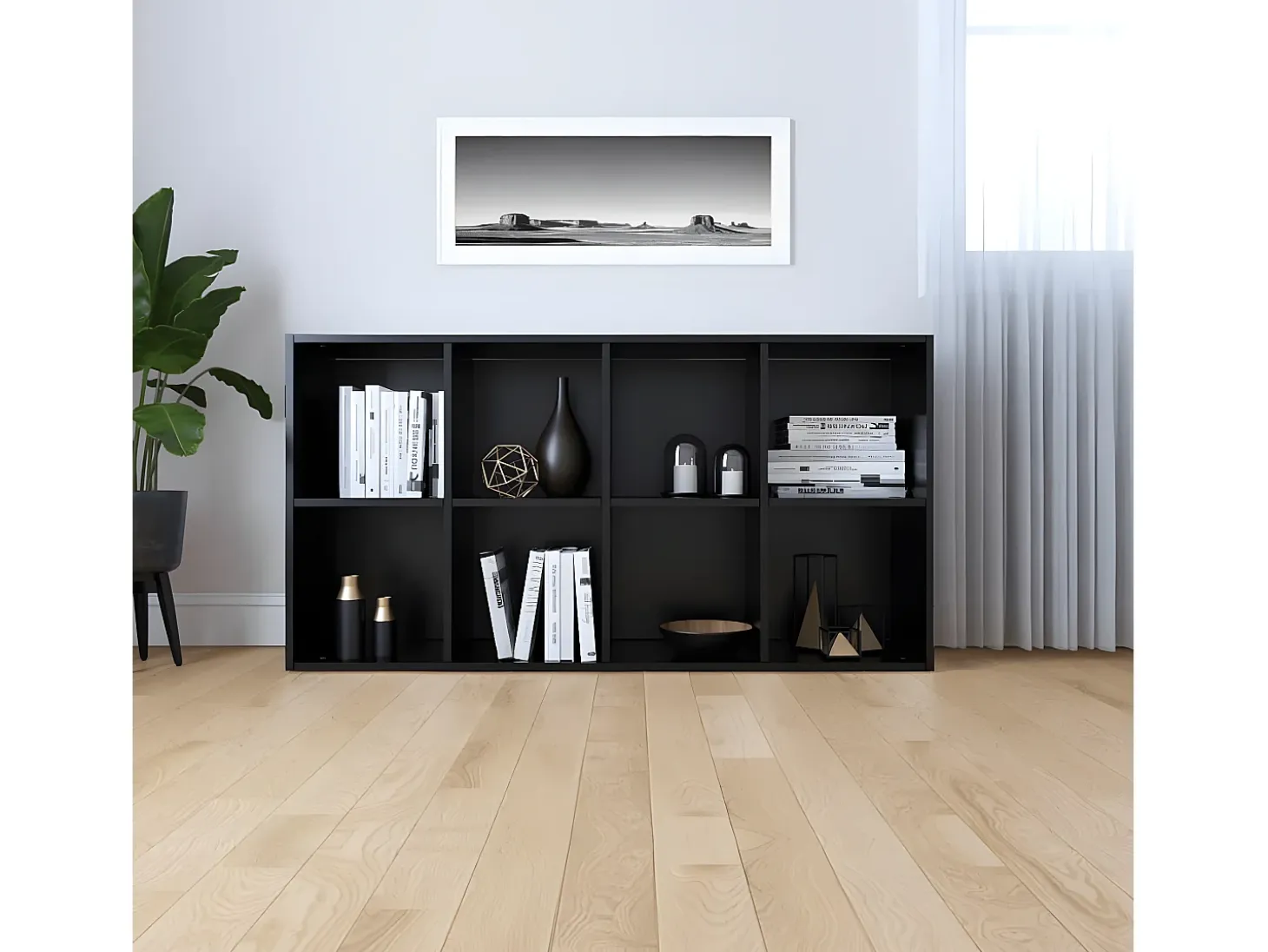 Estantería/Aparador madera contrachapada negro 66x30x130 cm