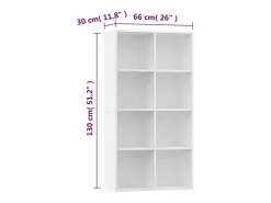 Estantería/Aparador madera contrachapada blanco 66x30x130 cm