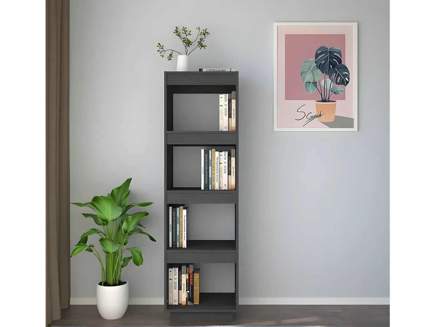 Estantería/divisor de espacios madera de pino gris 40x35x135 cm