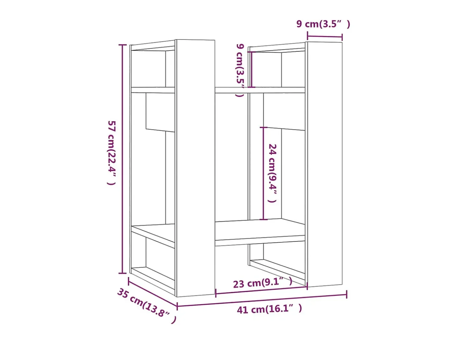 Estantería/divisor de espacios madera maciza pino 41x35x57 cm