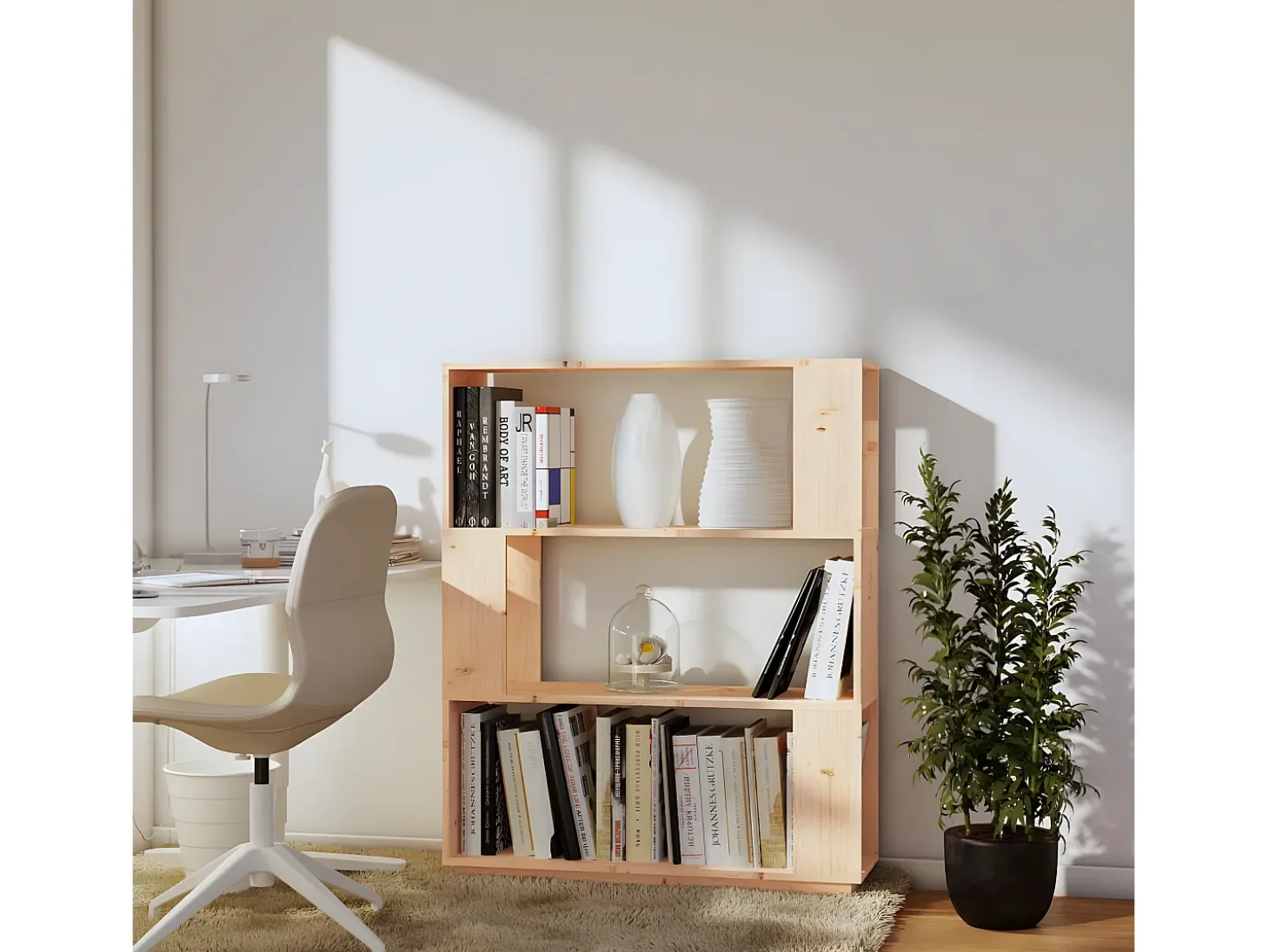 Estantería/divisor de espacios madera maciza pino 80x25x101 cm