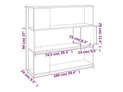 Estantería/divisor de espacios roble ahumado 100x24x94 cm