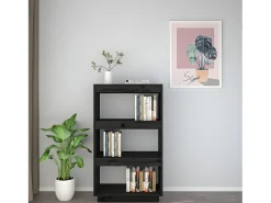 Estantería/divisor de espacios madera pino negro 60x35x103 cm