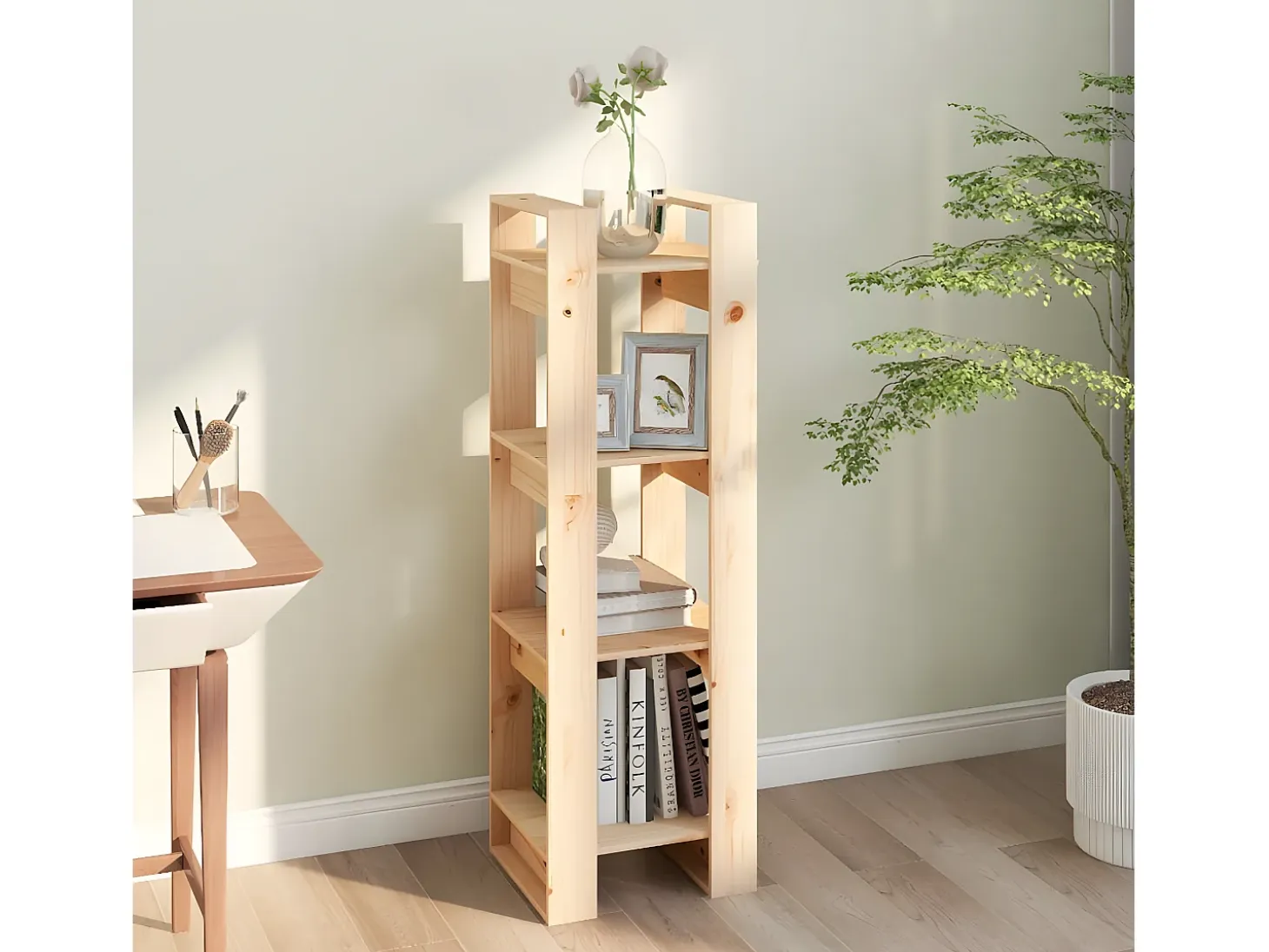 Estantería/divisor de espacios madera maciza pino 41x35x125 cm