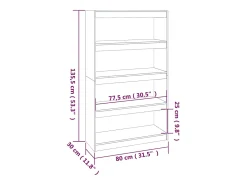 Estantería/divisor de espacios madera pino gris 80x30x135,5 cm