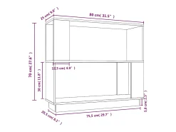 Estantería/divisor de espacios madera maciza pino 80x25x70 cm