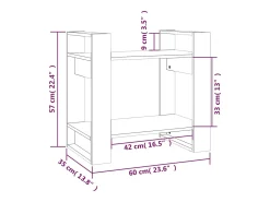Estantería/divisor de espacios madera pino negro 60x35x57 cm
