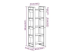 Estantería/divisor de espacios madera maciza negro 60x35x160 cm