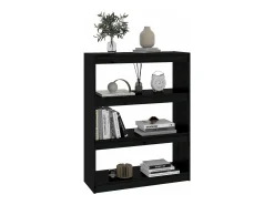 Estantería/divisor de espacios madera pino negro 80x30x103,5 cm