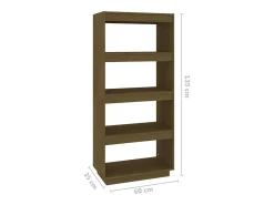 Estantería/divisor de espacios madera pino marrón 60x35x135 cm