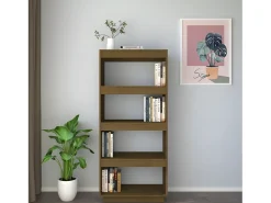 Estantería/divisor de espacios madera pino marrón 60x35x135 cm