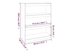 Estantería/divisor de espacios madera pino blanco 80x30x103,5cm