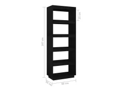 Estantería/divisor de espacios madera pino negro 60x35x167 cm