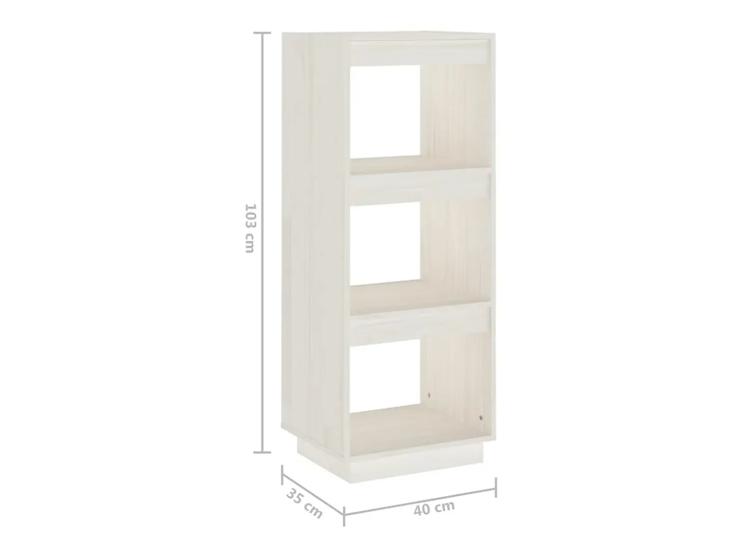 Estantería/divisor de espacios madera pino blanco 40x35x103 cm