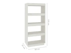 Estantería/divisor de espacios madera pino blanco 60x35x135 cm